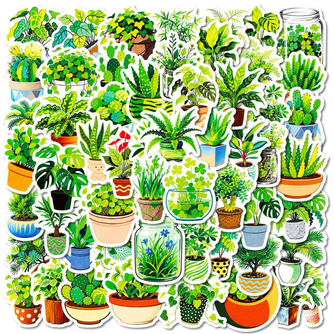 iNS-Style Potted Plant Stickers — Fresh, Simple, and Exquisite Decorative Decals for DIY Projects, Phone Cases, and Planners